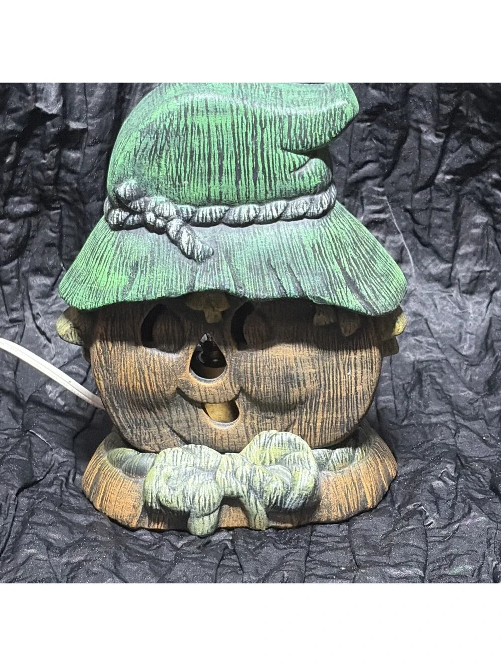 Vtg Halloween Ceramic Scarecrow Head Light Hand Painted